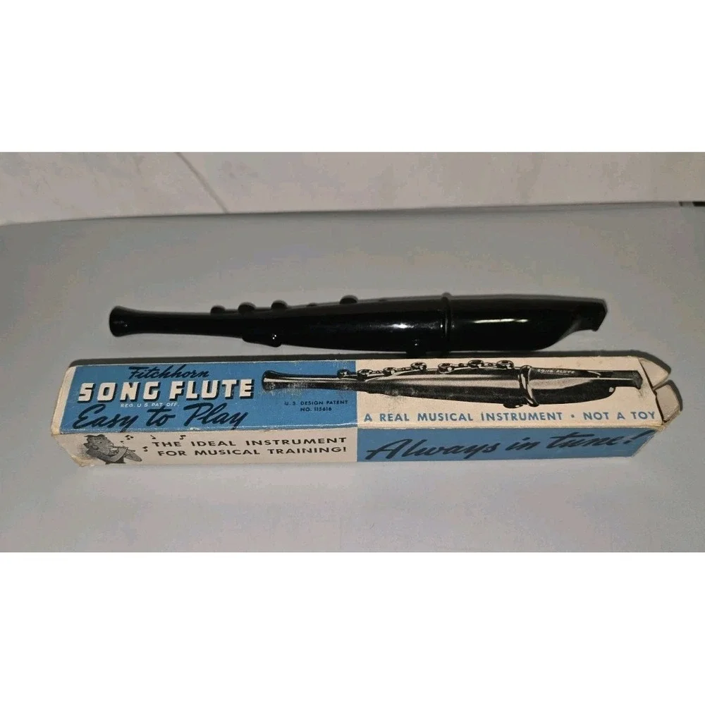 Vintage 1944 Fitchhorn Song Black Plastic Flute W/ Original Box